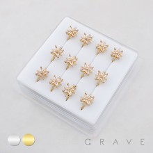 CELESTIAL MULTI MARQUISE CUT CZ FLOWER POLISH 316L SURGICAL STEEL NOSE HOOP RING BOX